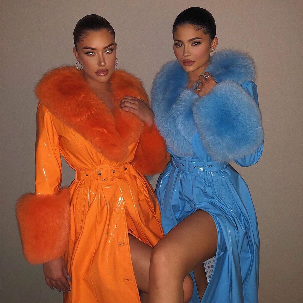 kylie jenner wears blue coat with friend stassie