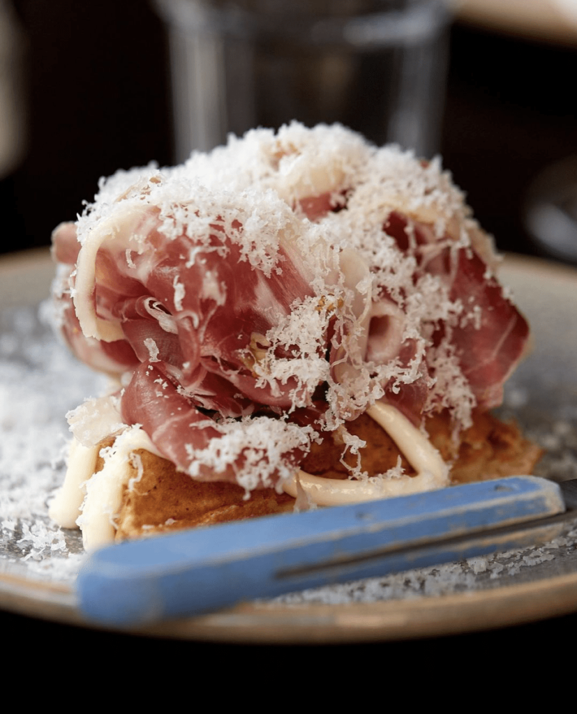 One of Plutos signature dishes Waffle Iberico Bellota Manchego creme