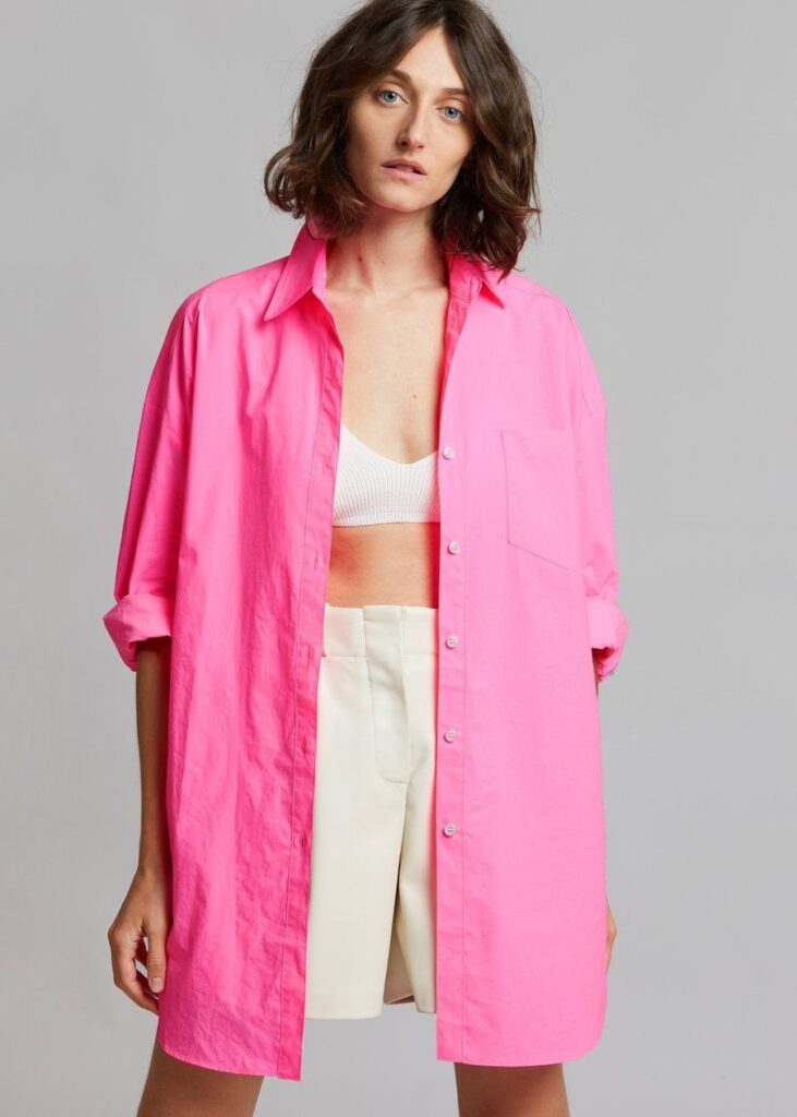 melody organic cotton shirt neon pink shirt the frankie shop 963204 900x